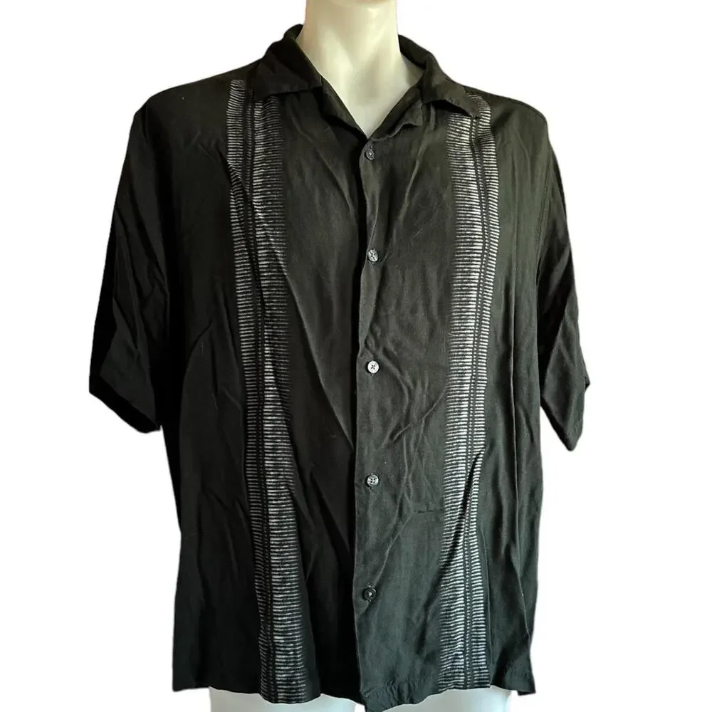 Vintage Shirt Mens XL Black 90s Retro Classic Bowling Rockabilly
